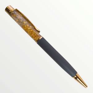 (PEN-026) Gold Flake Zari Metal Pen - GRAY