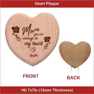 Shape Heart 7x7inch 12mm Thickness wooden Plaque - 12