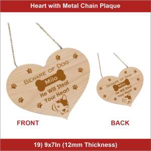Shape Heart With Metal Chain 9x7inch 12mm Thickness wooden Plaque - 14