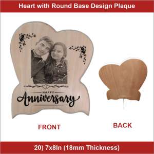 Shape Heart With Round Base Design 7x8inch 12mm Thickness wooden Plaque - 15