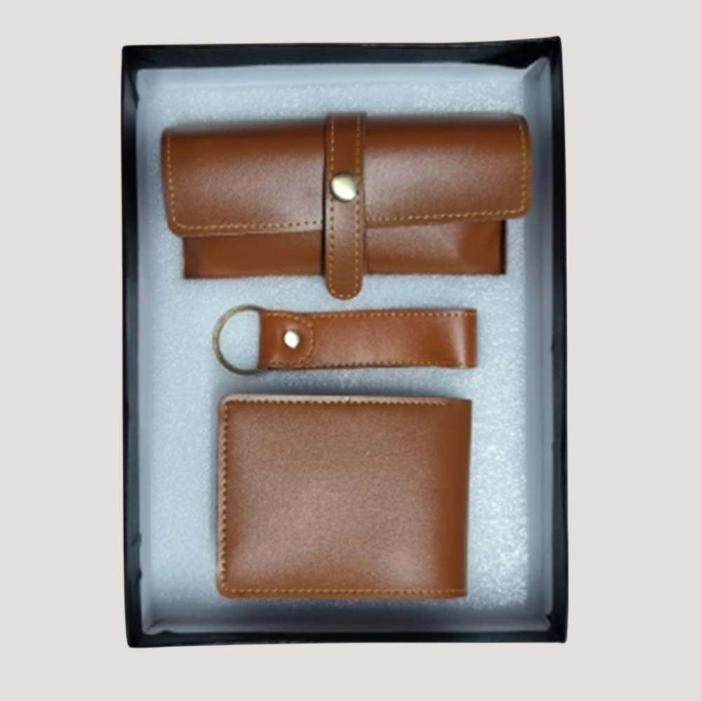Man's Wallate, Sunglass and Keychain Faux Leather Combo