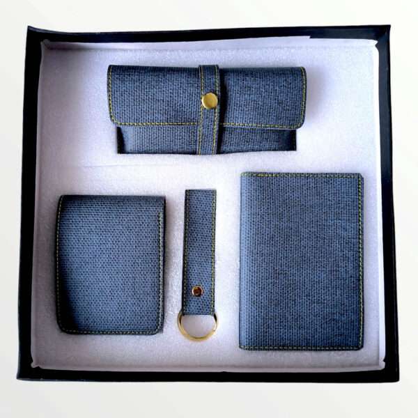 4Pc Combo Set Denim Leather