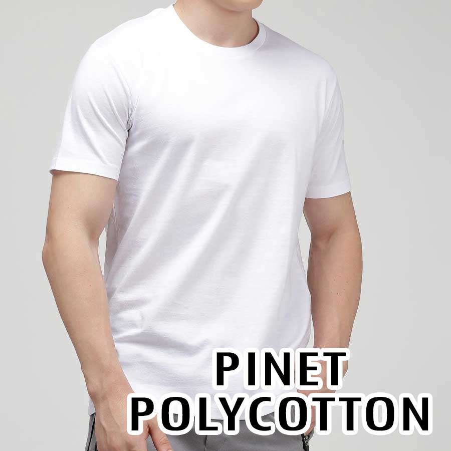 Pinet Polycotton White Round Neck Sublimation T-Shirt