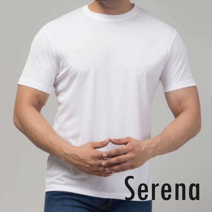 Serena White Round Neck Sublimation Polyester T-Shirt